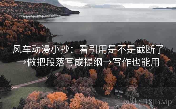 风车动漫小抄：看引用是不是截断了→做把段落写成提纲→写作也能用